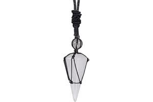 Lovionus89 6 Facetten Reiki Healing Crystal Point Anhänger Verstellbare Kordel Edelstein Chakra Halskette für Damen Herren