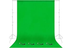 EMART Fondo Verde de Fotografía, 1,8 x 2,8m Green Screen con 4 Clips de Fondo, Pantalla Verde para Estudio Fotografico e Iluminacion, Video y Fotografia