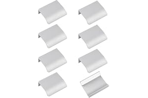 MOROBOR Lot de 8 poignées à bord de doigt, poignées de tiroir autocollantes instantanées de style moderne en aluminium alliage pour armoire, invisibles, pour cuisine, chambre, salon, 50 mm/Argent
