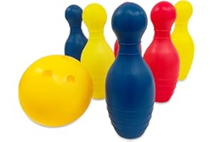 MONDO Toys-Bowling-Set Gigante de 6 Bolos + Pelota-28552, Color gialloverdeazzurroarancio, Large (28552)