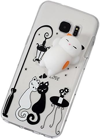 3D Squishy Cat Case for Samsung Galaxy S7 edge SM-G935, Kneading Soft Silicone Finger Pinch Cute Mobile Phone Protective Cover for Girls Women Kids