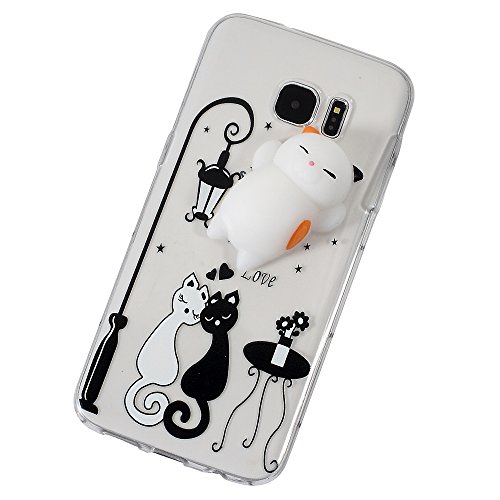3D Squishy Cat Case for Samsung Galaxy S7 edge SM-G935, Kneading Soft Silicone Finger Pinch Cute Mobile Phone Protective Cover for Girls Women Kids