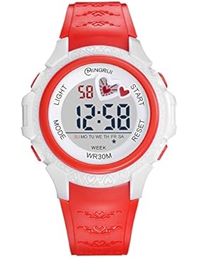 Kind] Elektronische uhren Junge Mädchen Wasserdicht Leuchtend Watch Student Bewegung Watch Rubber Pin buckle armband-I