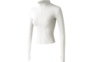 Sukany Women's Slim Fit Lightweight Athletic Full Zip Stretchy Workout Running Track Jacket with Thumb Holes