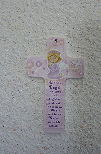 Kinderkreuz als ideales Taufgeschenk für Mädchen und Jungen mit „Lieber Engel begleite mich …“ im Kinderzimmer an Schrank, Tür oder Wand aufhängen – aus unserer Reihe Babygeschenke und Geschenkideen zur Taufe - 8