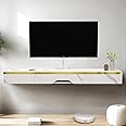 Pmnianhua Floating TV Unit, Wall Mounted TV Cabinet, Floating Shelves with 3 Doors, Modern Matte Entertainment Media Console Center Large Storage TV Bench for Living Room & Office (120cm,White)