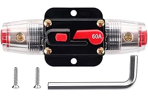 Greluma 1PC Fusibile di ripristino dell'interruttore automatico in linea da 60 A, portafusibile di ripristino 12 V-24 V DC con ripristino manuale per la protezione del sistema audio marino automatico