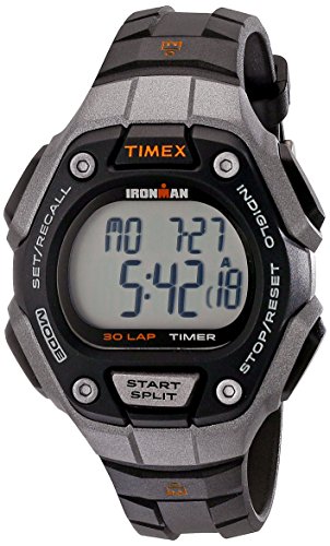 Timex Women's Ironman 30-Lap Digital Quartz Mid-Size Watch, Black/Silver-Tone/Orange - TW5K89200