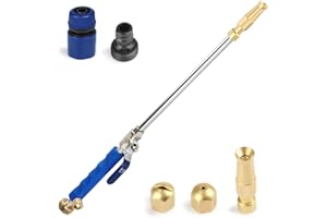 Outigu Hydro Jet Deep - Limpiador de alta presión con extremo de manguera de jardín de latón, 2 boquillas para limpieza de ventanas en casa, al aire libre, lavado de coches (tipo ajustable + tipo