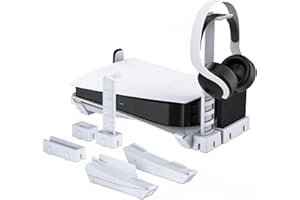 NexiGo PS5 Sistema Modulare a Stativo Orizzontale, Supporto della Base con Supporto per Le Cuffie, Slot per Disco Rigido e Supporti Remoti, Compatibile con Playstation 5 Disc & Digital Editions