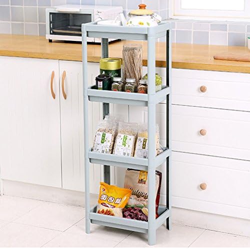 QIN PING GUO QPG Kitchen Shelf Multi-storey Storage Shelves Floor Shelves Storage Seasoning Finishing Racks Debris Racks Shelves Storage (Color : Blue)