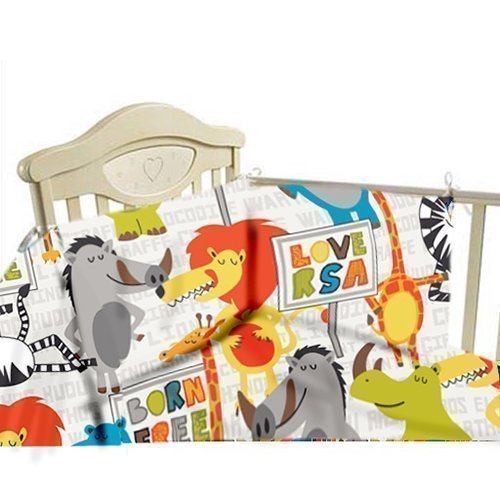 Ready Steady Bed Children's Cot Size Born Free Print Duvet Cover & Bumper Set. Size: 100cm x 120cm
