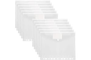 Toplive 12PCS Sac à main en plastique A4 transparent étanche polyéthylène enveloppe dossier pour Bureau et fournitures scolaires de bureau