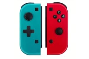Duckdik Controller per Switch, Controller Wireless per Switch/Lite/OLED con Wake Up/Gyro Axis/Doppia Vibrazione/Funzione Turbo e Batteria da 500 mAh (Rosso e Blu)