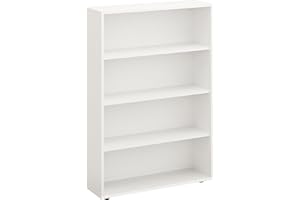 ‎KOMTO KOMTO Regal 80 cm breit Weiß - Bücherregal mit 4 Ebenen und Höhenverstellbare Regale, Standregal, Aufbewahrungsregal | Bookshelf Lumo 80 x 120 x 24 cm (BxHxT)