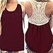 Produktbild MRULIC Damen Sommer Kurzarm T-Shirt V-Ausschnitt mit Schnürung Vorne Oberteil Tops Bluse Shirt (3XL, Z-Weinrot)