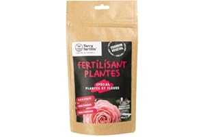 Terra Fertilis - Fertilisant spécial Plantes et Fleurs - à base de Biochar Mycorhizé - Stimule la floraison - Permet de réduire les arrosages et l'utilisation d'engrais - Sachet 100 g