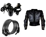 Auto Pearl Premium Quality Bike Accessories Combo of Premium Quality Bike USB Charger For Mobile/Tablet. & Cable Lock For Bicycle/Bike/Helmet/Luggage etc. & Fox Riding Gear Body Armor Protective Jacket For Bike - Black -Xtra Large. RS.1812 (49.00% Off) - Amazon