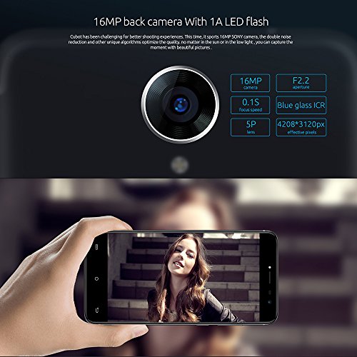 Cubot Note Plus 4G-LTE Smartphone 5.2 Zoll Android 7.0, Quad-Core 3GB Ram+32GB ROM, 16MP + 16MP Kamera, Fingerabdrucksensor Benachrichtigungs-LED, Dual Sim ohne Vertrag Handy