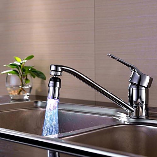 GORDESC 1 SET B6 Led Water Faucet Light Kitchen Monochrome / 7 Colors Changing/Temperature Control Water Taps Stream LED Faucet Fantastic Lights Sensor For Smart Home
