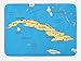 Produktbild Easshorts Wanderlust Bath Mat, Republic of Cuba Modern Geographical Island Atlantic Ocean Illustration, Plush Bathroom Decor Mat with Non Slip Backing, 23.6 X 15.7 Inches, Blue White Yellow