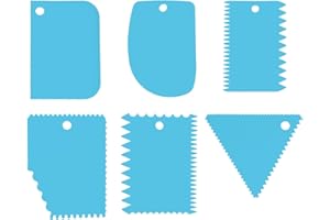 OWNFEEL 6 Pack Plastic Clay Scrapers, Pottery Clay Scraper Ceramic Serrated Tools, Plastic Sculpture Scraper for Pottery Ceramics Sculpture Carving Scraper, for Beginners DIY Crafting Sculpture (Blue)