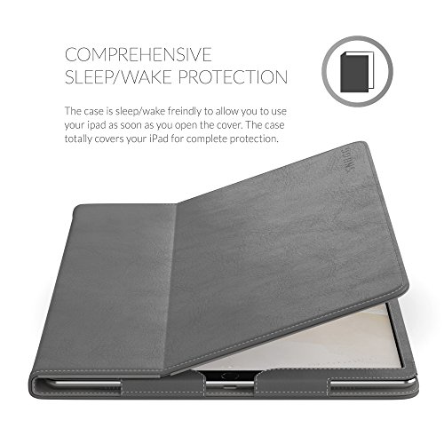 iPad Pro 12.9 (2017) Hülle Grau, Snugg Leder iPad Pro 12.9 (2017) Schutz Klapphülle Case Cover [Lebenslange Garantie] mit Ständer für Apple iPad Pro 12.9 (2017) - 6