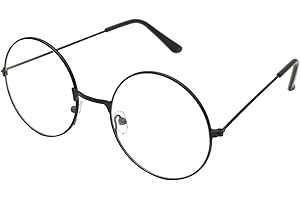 ALLY-MAGIC Round Glasses, Retro Eyeglasses Vintage Metal Frame Clear Lens Glasses for Men Women Unisex Cosplay Accessories Y7FGYXYJ