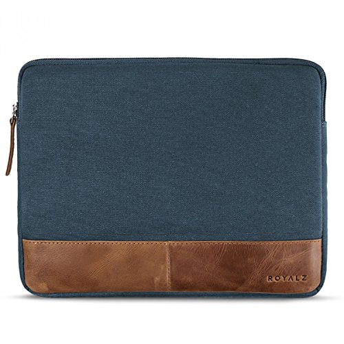 ROYALZ Schutz Hülle für Apple iPad Pro 9,7 / iPad Air / iPad Air 2 Tasche Tablet Schutztasche Sleeve Case aus Canvas / Leder, Farbe:Blau - 2