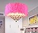 Produktbild Pendelleuchte Feder-Kronleuchter Kristall-Kronleuchter Schlafzimmer Lampe LED-Decke Wohnzimmer Kronleuchter Bekleidungsgeschäft, pink, 70cm