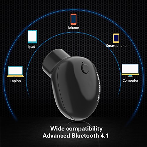 EZ Generation S600 Mini Auricolare Bluetooth,Invisibile V4.1 Wireless Bluetooth Orecchio Auricolare Headset Sportive Cuffie Auricolari Senza Fili Piccolo Cuffie Bluetooth con Microfono per iPhone,iPad,Macbook Air,Surface Pro4,Samsung Galaxy,Huawei,LG,Xiaomi,Vivo,Oppo,Sony,HTC e la maggior parte degli altri Smartphone e Tablet( Nero)