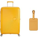 American Tourister Papaya Pop Soundbox 77 cm Yellow Hard Case with Luggage Tags