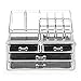 Savisto Premium Crystal Makeup Organiser with 20 Storage Sections 4 Drawers & Brush Display Stand for Make Up Accessories, Cosmetics & Jewellery