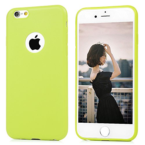 Badalink Case für iPhone 6 Plus/iPhone 6S Plus (5,5 Zoll) TPU Case Handycase Schutzhülle Handytasche Matt mit Logo-Loch Hellgelb+Grüngelb+Rot - 4
