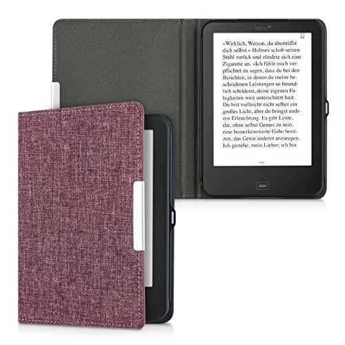 kwmobile Hülle für Tolino Shine 2 HD - Flipcover Case eReader Schutzhülle - Bookstyle Klapphülle Stoff Design Pink