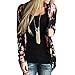 Produktbild Damen Strickjacke Langarm Asymmetrisch Kimono Mode Drucken Cardigan Outwear Kleine Jacke Bolero (L, Schwarz)