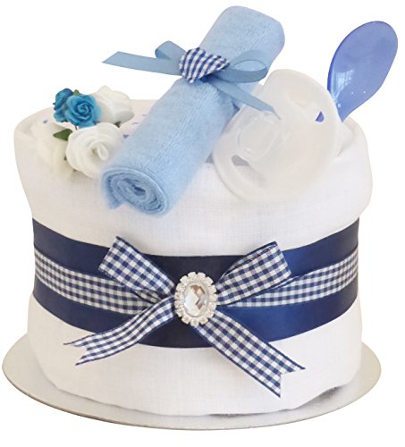Signature Blue Single Tier Baby Boy Nappy Cake / Nappy Cakes / Baby Nappy Cakes / Baby Shower Gift Ideas / New Baby Gift / FAST DISPATCH