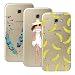 Produktbild CE-Link für 3 x Samsung Galaxy A3 2017 Hülle Weich Silikon Schutzhülle Transparent Handyhülle Anti-Scratch Backcover Ultra Slim Schale Etui Protective Case Crystal Clear Cover TPU Silicone Bumper mit Bananen + Feder + Mädchen im Weißen Kleid Muster