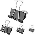 100 Pieces Binder Clips 4 Sizes Foldback Clips Metal Paper Clips Stationary Clamp Clips 15mm 19mm 32mm 51mm