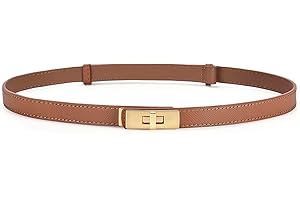 HATOFES Verstellbarer Skinny-Ledergürtel für Damen, solide Legierung, Drehverschluss, schmal, dünner Taillengürtel, Taillenbund, dekorativer Gürtel für Kleider, Jeans, Hosen