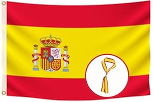 REGALUKOS Bandera de España Grande 90x150 cm + PULSERA España | Auténtica Bandera Española para Exterior, Mástil o Interior con 2 Ojales de Latón. (1)