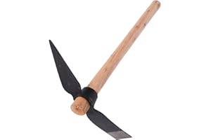 BROLEO Pick Mattock, Hand Tools Garden Pick Wood Handle for Digging