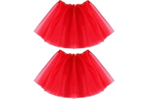 FBTOPNUM Filles Sparkle Tutu Princesse Ballet Danse par Couches Tulle Tutu Jupes, 3 Couches Rouge Jupe pour Le Carnaval Noël Halloween Spectacle de Mariage Anniversaire cérémonie（2 pièces）