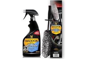 Maddox Detail - Pack Limpiador De Llantas Alto Rendimiento para Detailing Coche con Cepillo | Abrillantador Llantas | Wheel Brightener + Premium Wheel Cleaning Brush