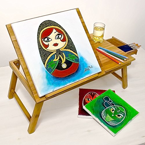 Relaxdays Laptoptisch aus Bambus HBT  24 x 55 x 33 cm Beistelltisch mit praktischem Fach f  r Stifte oder Notizen verstellbarer Computertisch als Knie