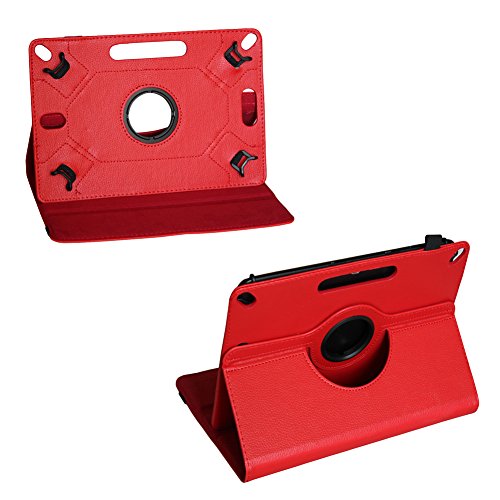 Tablet Schutz Hülle für Vodafone Tab Prime 6 / 7 aus hochwertigem Kunstleder mit Standfunktion 360° Drehbar kombiniert Schutz und Design Cover Case von NAUCI, Farben:Rot - 4
