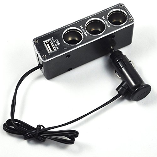 SODIAL (R) 3 WAY MULTI SOCKET Auto-Zigarettenanzuender-SPLITTER USB PLUG CHARGER DC 12V / 24V Dreifach-Adapter mit USB-Anschluss - 2