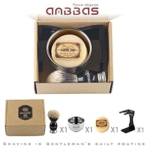 4pcs Shaving Set, Anbbas Silvertip Badger Shaving Brush with Black Resin & Alloy Handle,Acrylic Shaving Stand with Black… - Image 8