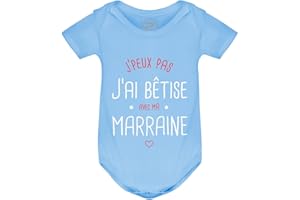 PIXEL EVOLUTION Body J'peux pas j'ai bêtise avec ma Marraine préféré Body bébé - Body humoristique et rigolo - idée cadeau naissance