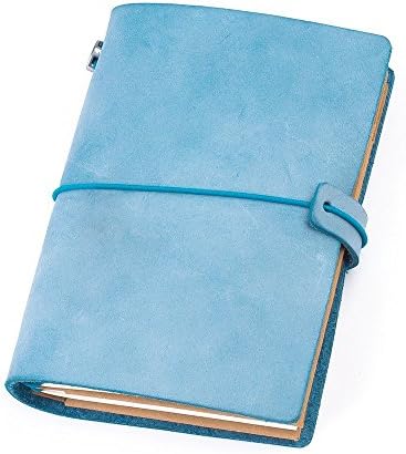 Travel Journal, Classic Vintage Style Travelers Notebook Leather Notebook Wonderful Gifts Travel Diary &amp; Refillable Travelers Journal Hand Size &amp; Portable Journal, 13.5cm × 10.5cm, 5.1 × 4.1 Inches, Blue